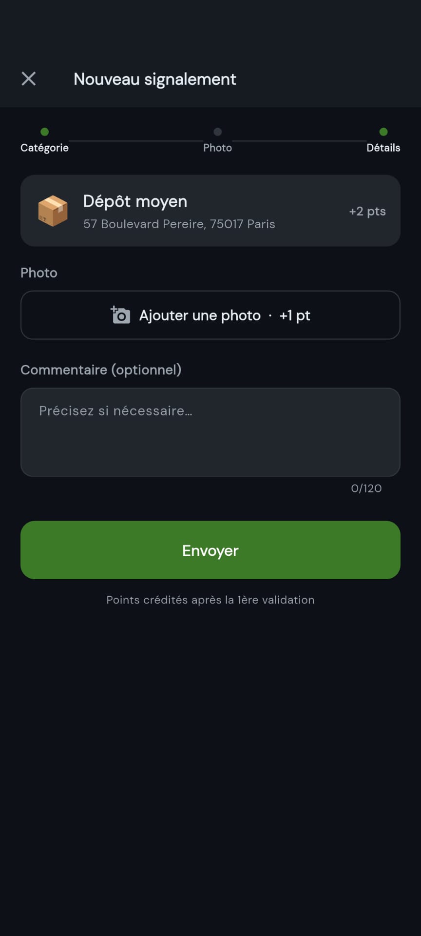 Formulaire de nouveau signalement